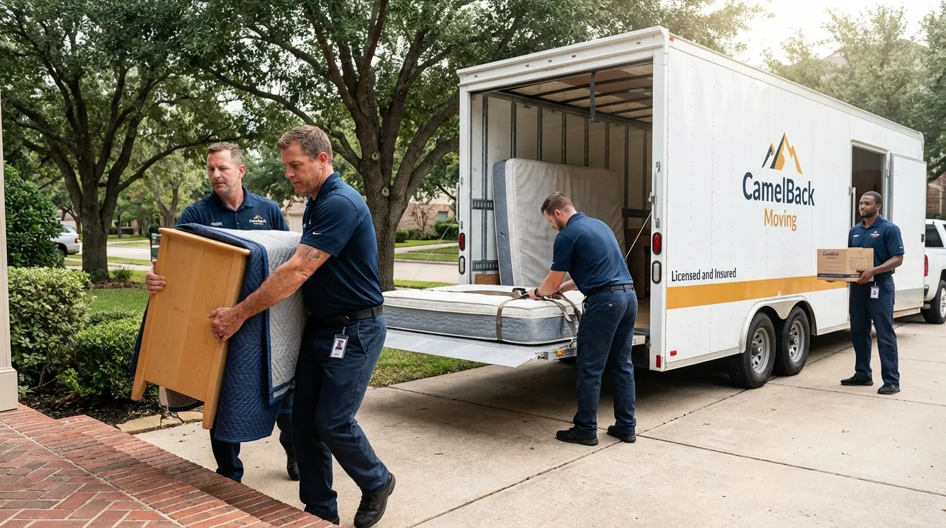Crew loading residential truck for cross-state move from Bigfork, MT