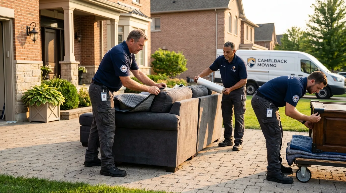 Large estate moving crew wrapping furniture in Bigfork, MT